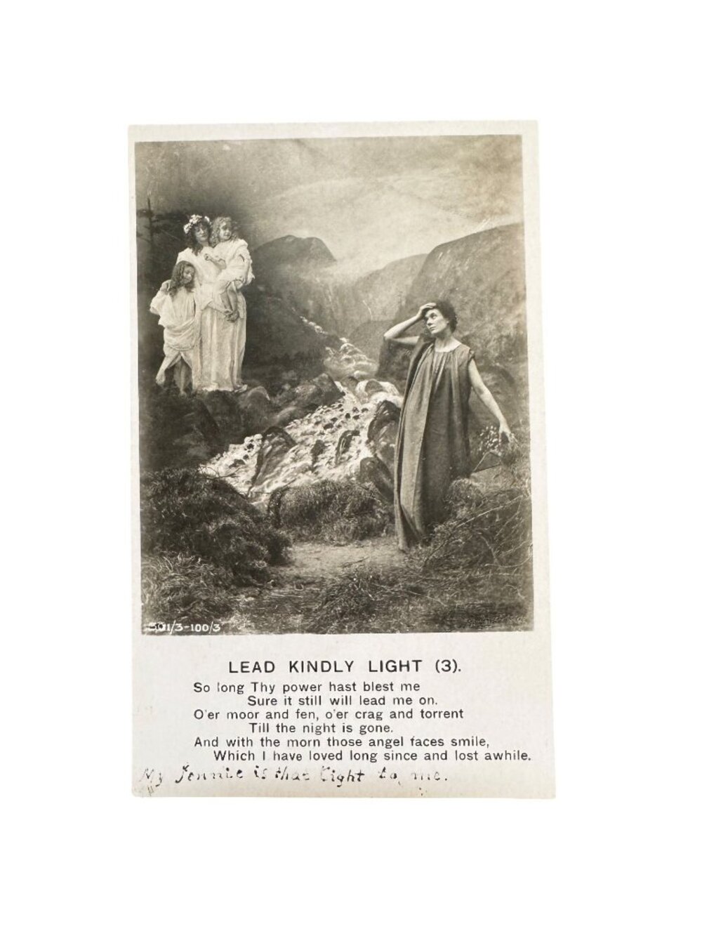 Lead Kindly Light Vintage Bamforth Postcard England Religious Hymn Angels 1900s